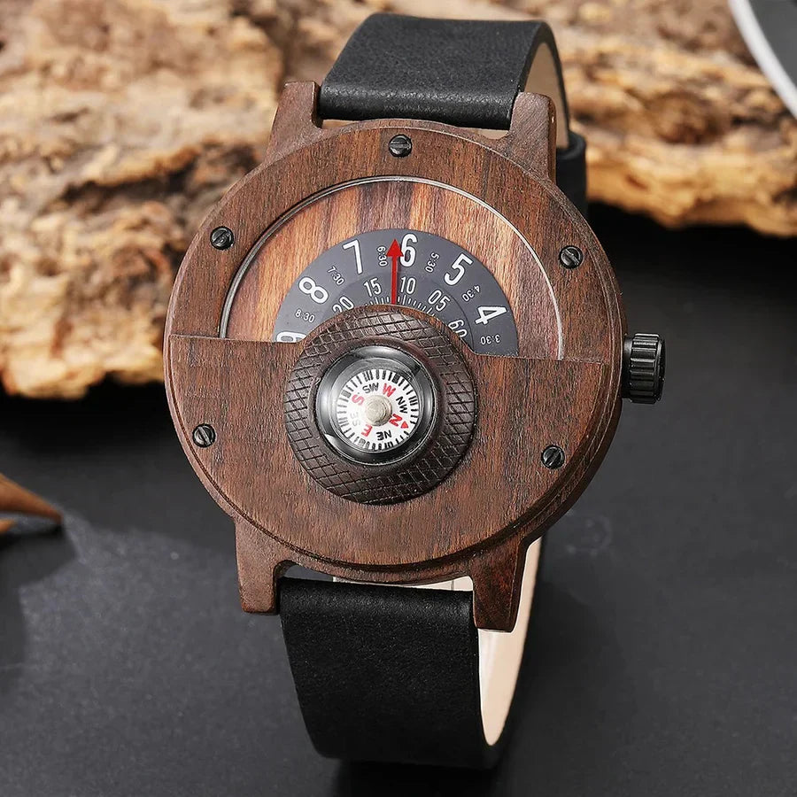 RAMON - HOUTEN HORLOGES MET LEEREN BAND