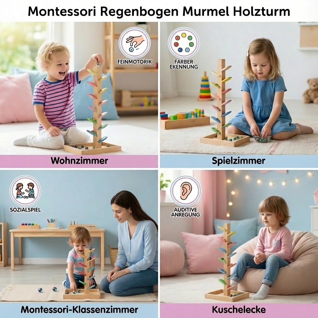 Montessori Regenboog Marmer Houten Toren