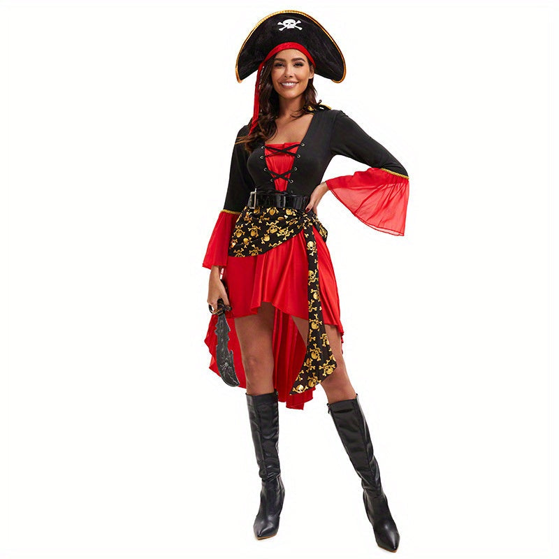 Vrouwen Piraten Halloween Kostuum Jurk | Lange Mouwen Asymmetrisch