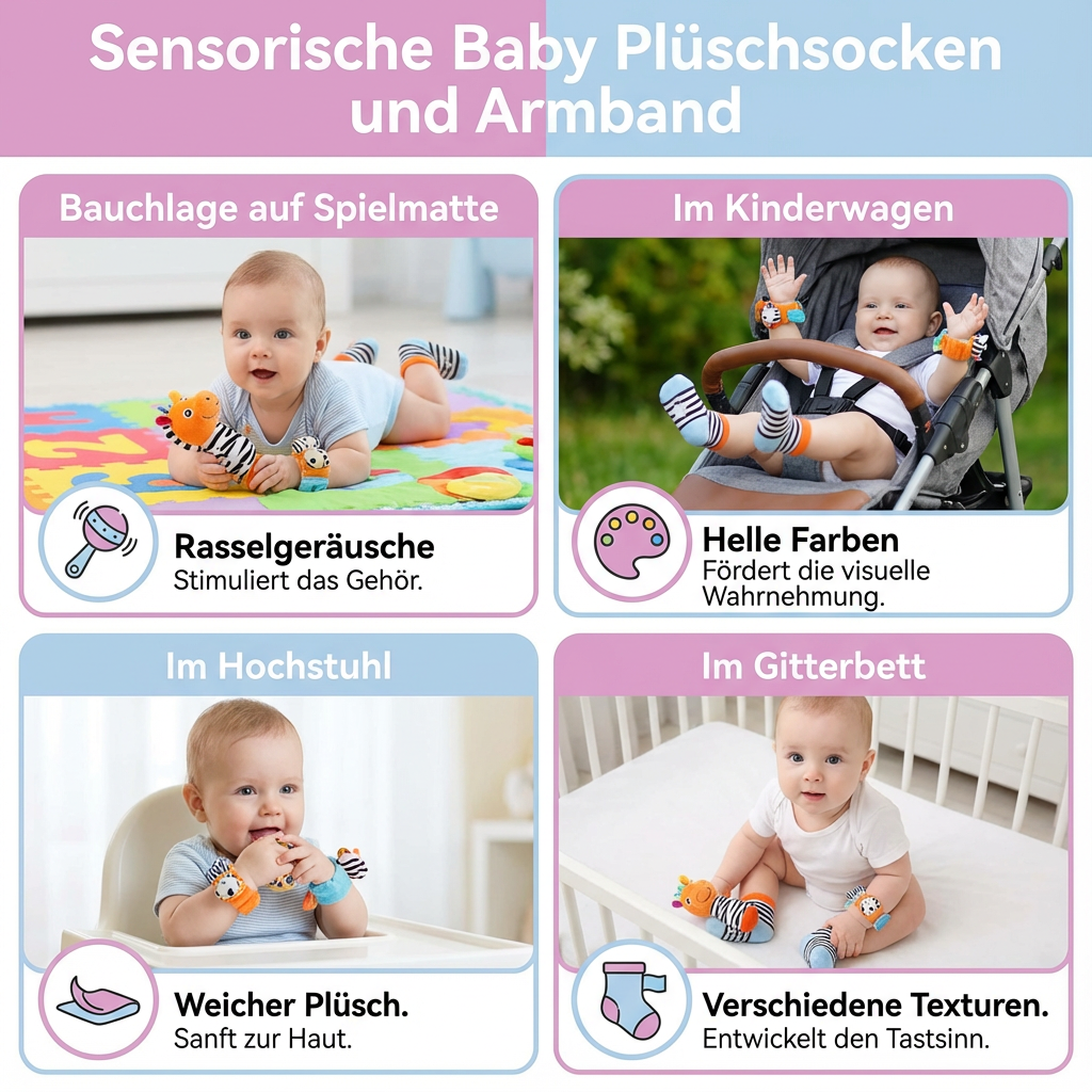 Sensorische Baby Pluche Sokken en Armband
