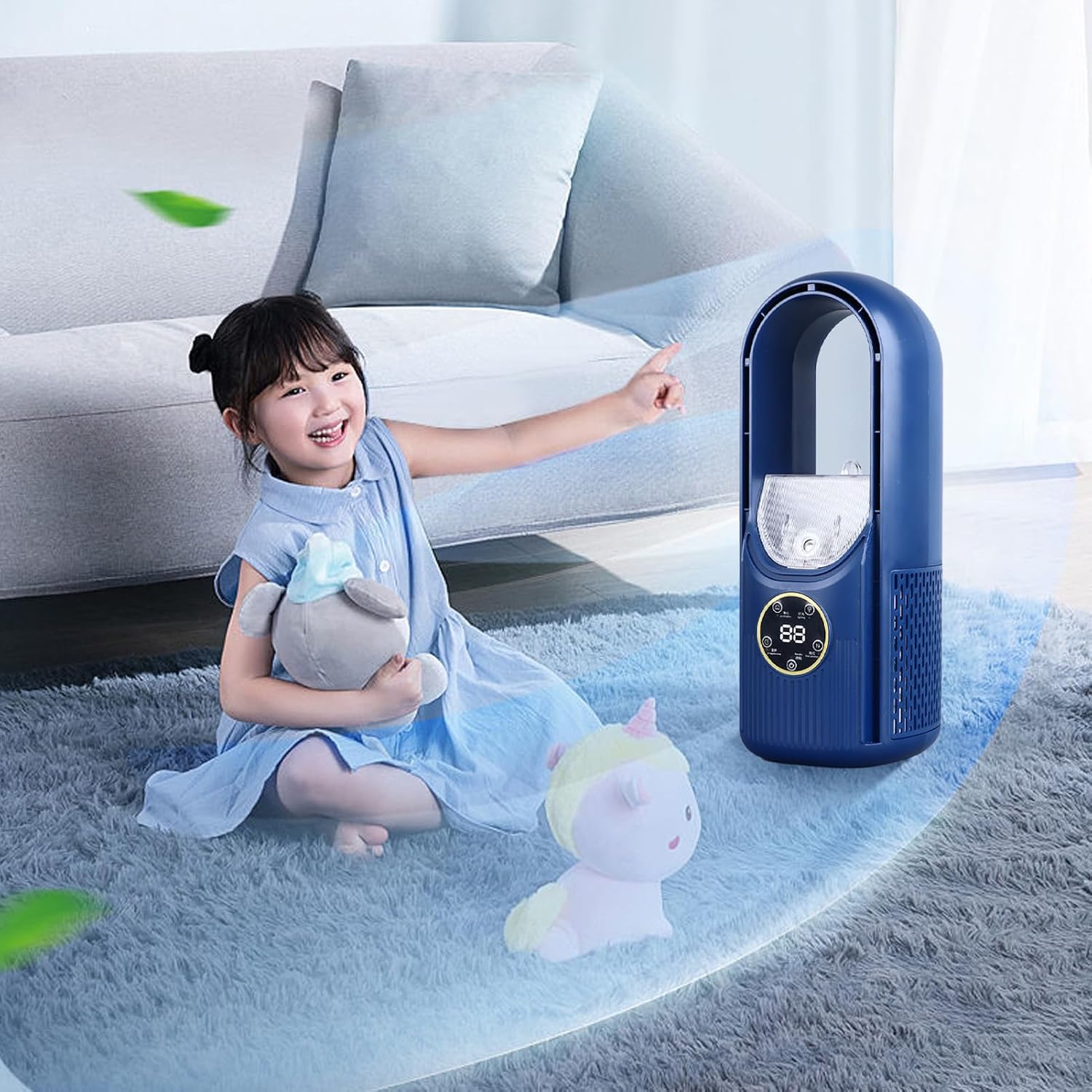 Draagbare Bladeloze Vernevelaar Ventilator met 6 Snelheden en USB Oplaadbare Batterij