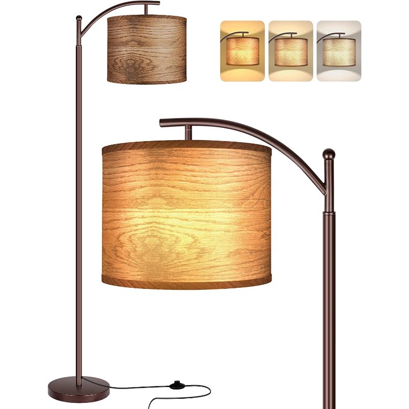Industriële LED Vloerlamp met 3 Lichtkleuren – Hoge Leeslamp met Witte Lampenkap