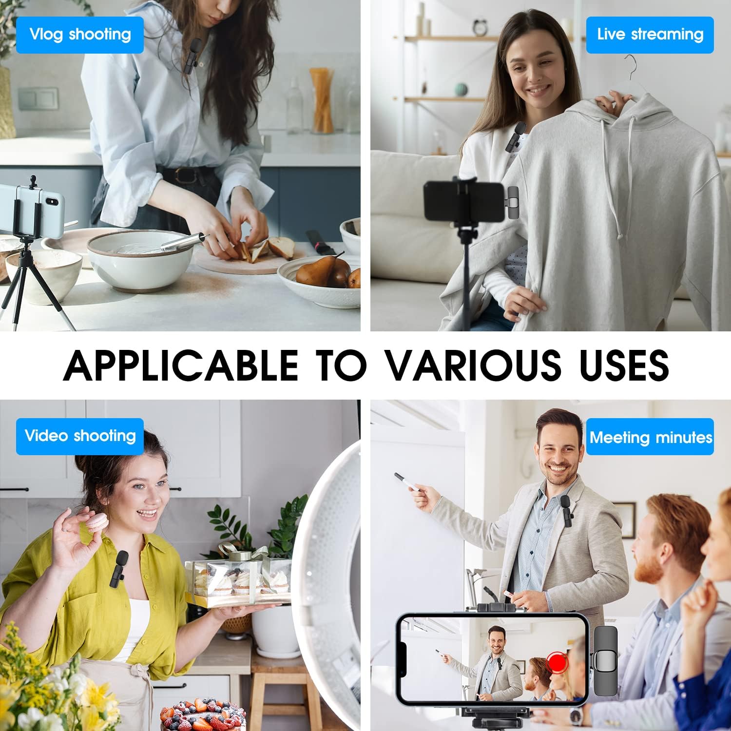 2-Pack Draadloze Microfoon voor iPhone iPad