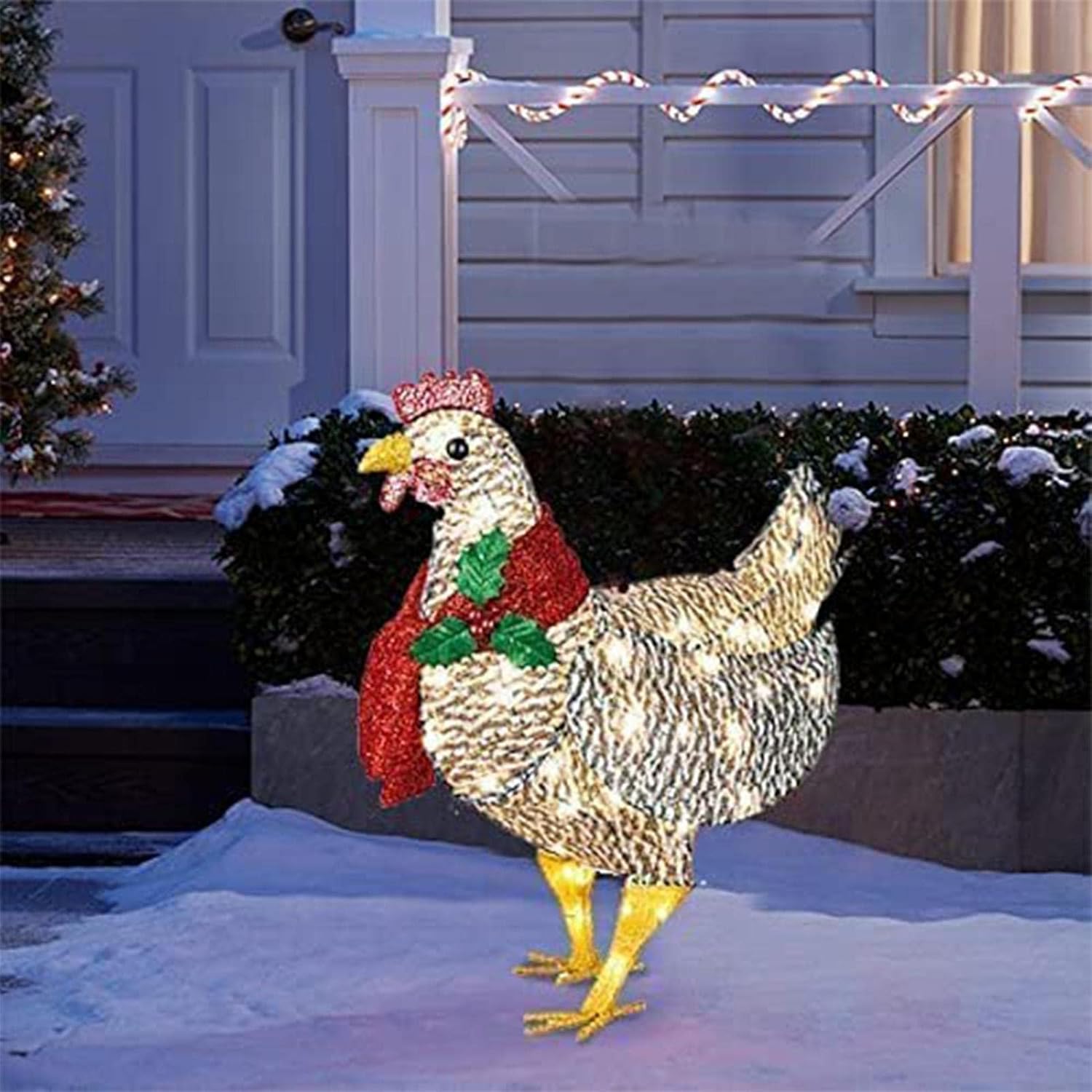 WinterHen LED Kip met Sjaal – Stralende Kerstdecoratie voor binnen en buiten