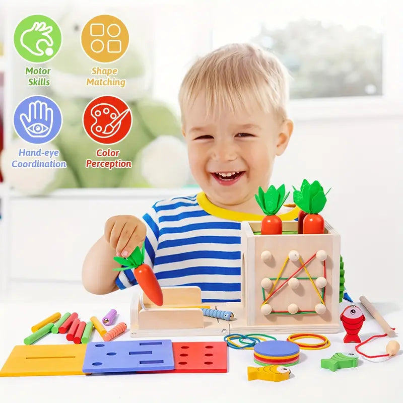 8-in-1 Houten Montessori Speelbox – Educatief Speelgoed voor Baby's
