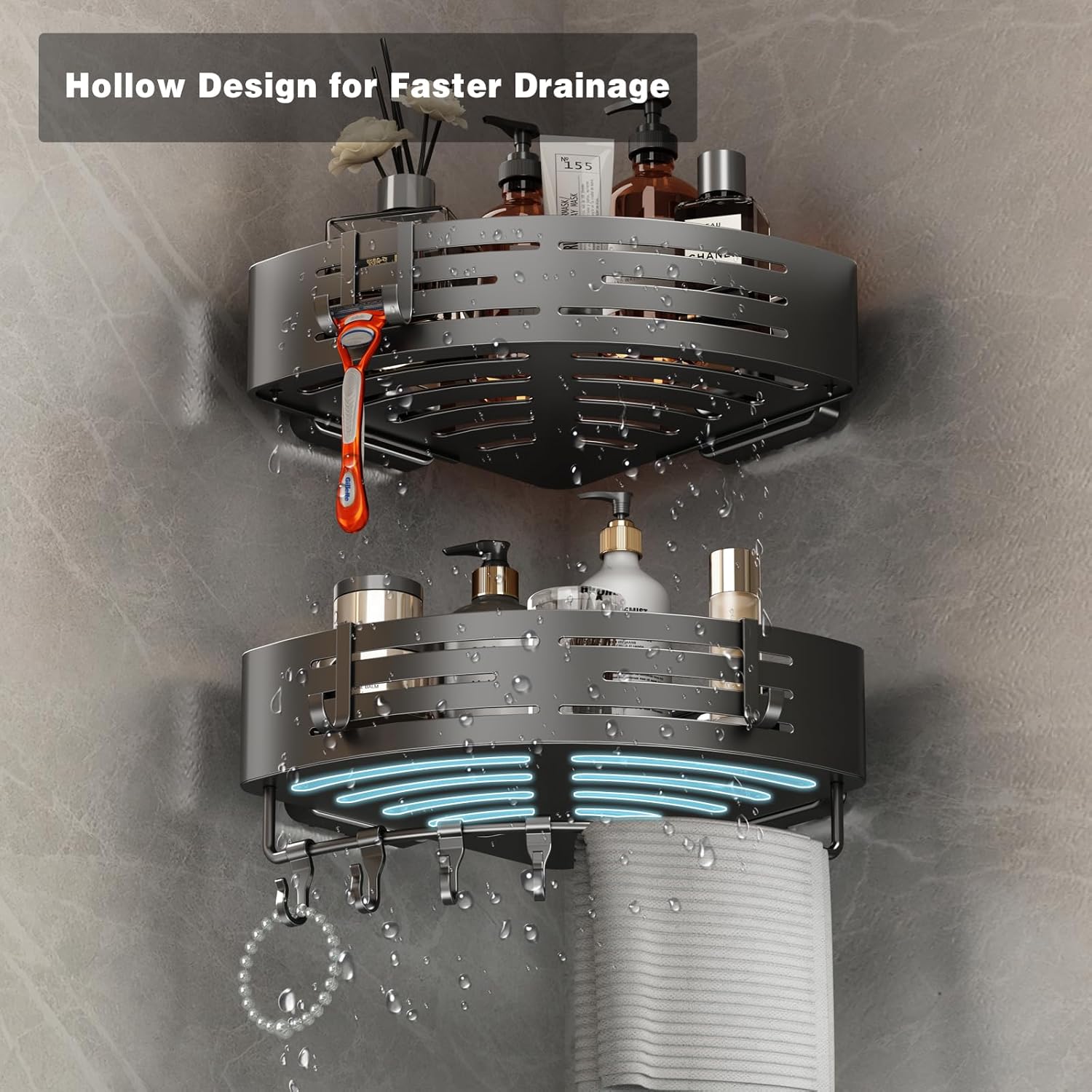 CaddyCraft Driehoekige Douch Organizer | Maximaliseer ruimte met een stijlvolle, veelzijdige caddy