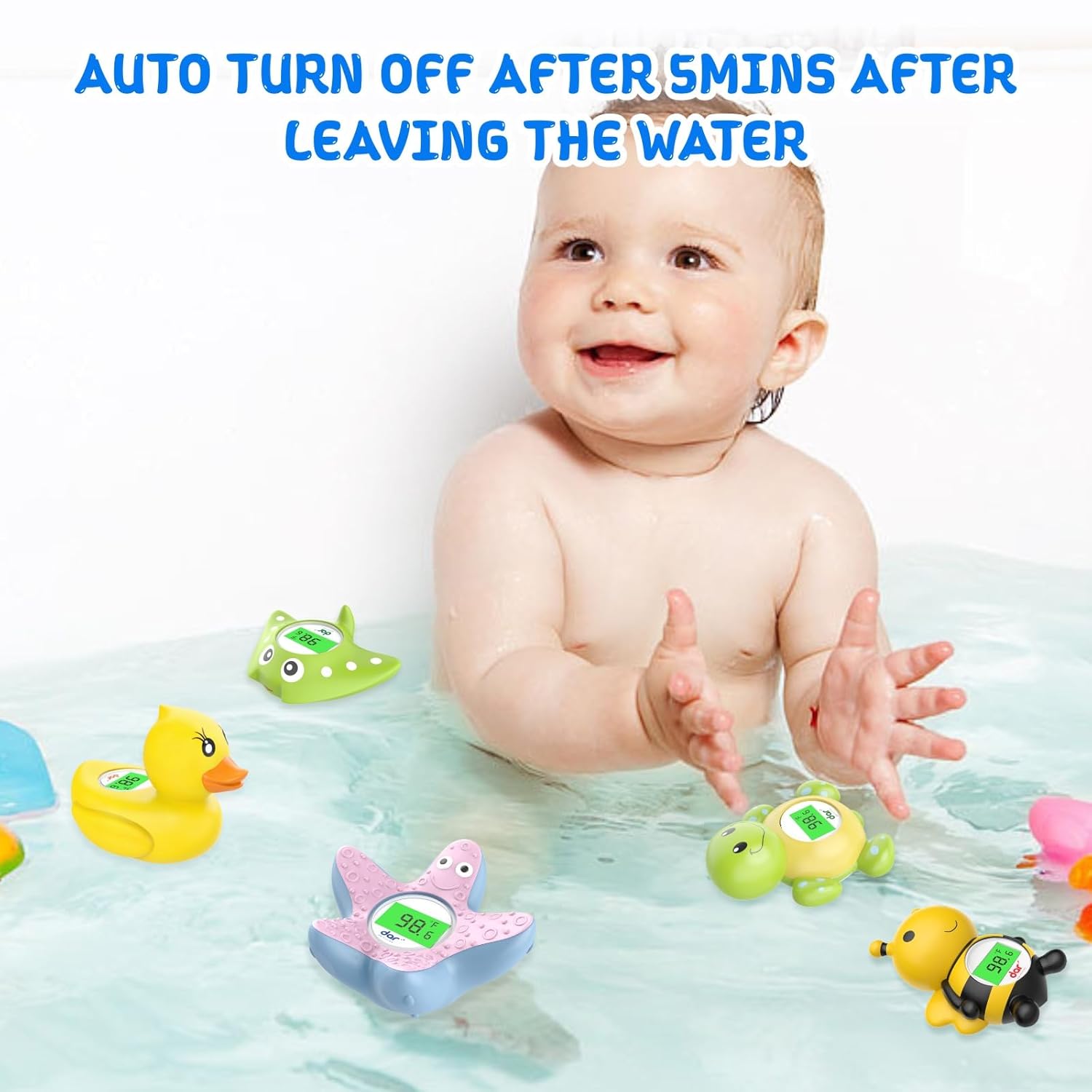 AquaVeilig Baby Badthermometer – Digitaal Display met 3 Kleuren en Temperatuurwaarschuwing