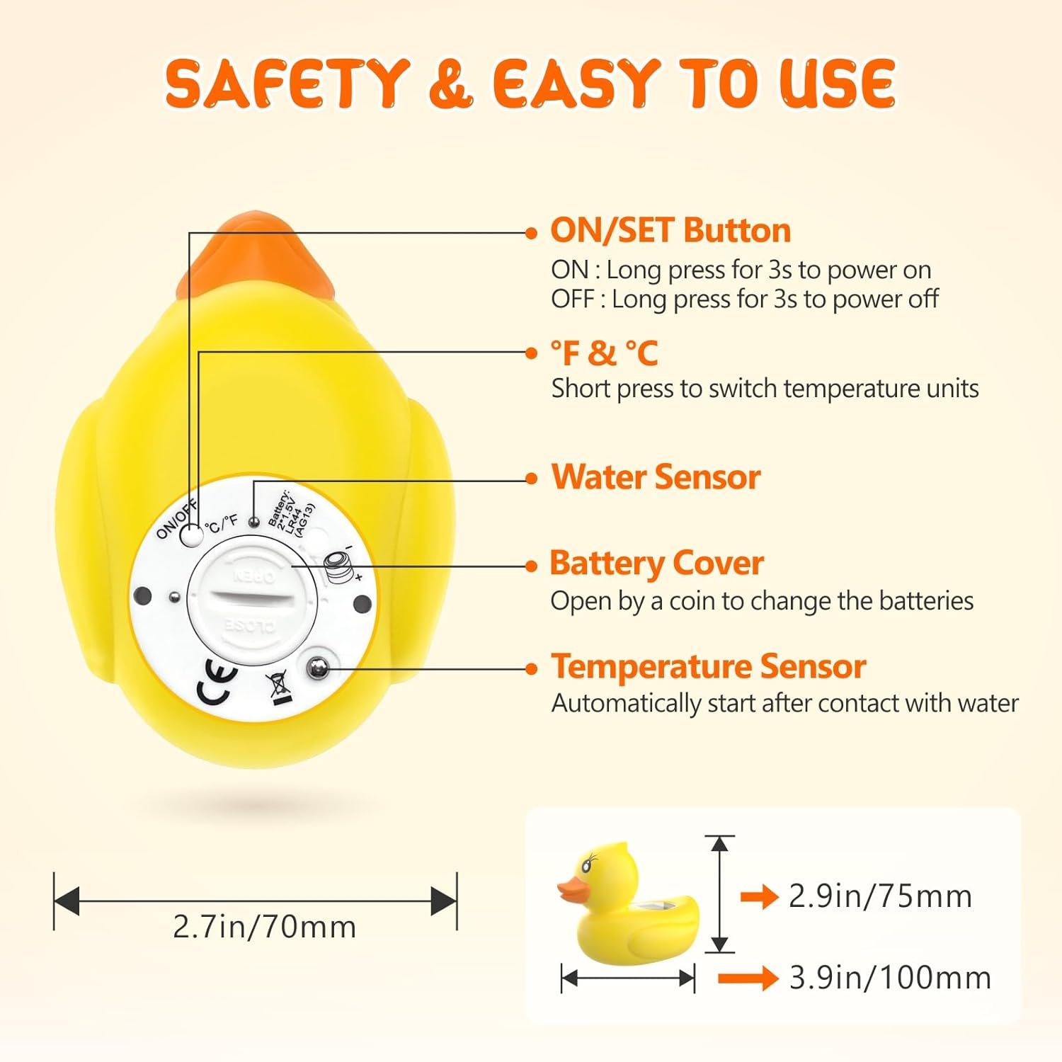 AquaVeilig Baby Badthermometer – Digitaal Display met 3 Kleuren en Temperatuurwaarschuwing
