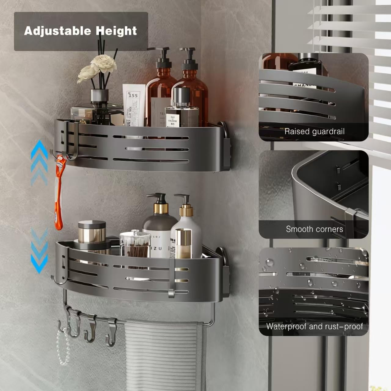 CaddyCraft Driehoekige Douch Organizer | Maximaliseer ruimte met een stijlvolle, veelzijdige caddy