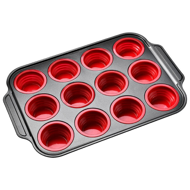 Siliconen Muffinvorm met Stevig Metalen Frame – Flexibele Bakvorm voor Muffins en Cupcakes