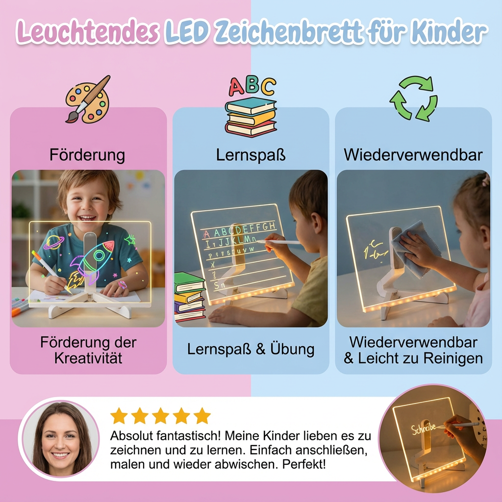Verlicht LED tekenbord voor kinderen