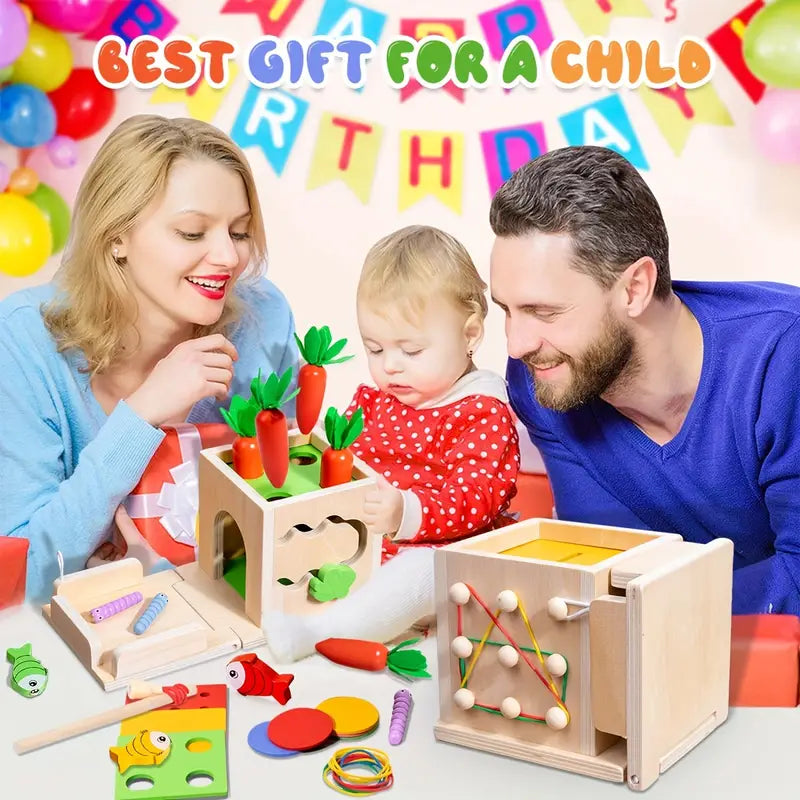 8-in-1 Houten Montessori Speelbox – Educatief Speelgoed voor Baby's