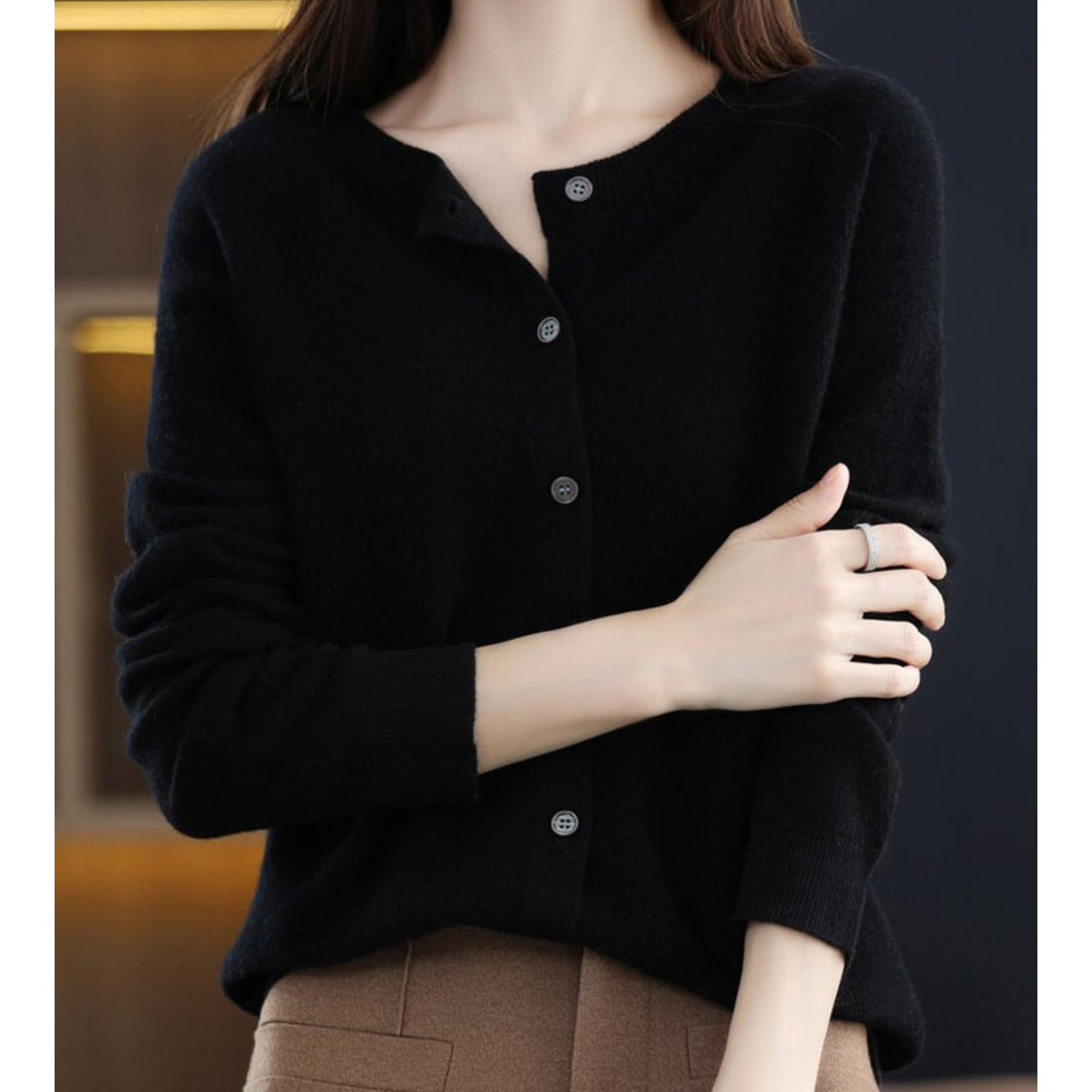 Drune Dames Ronde Hals Cardigan Trui