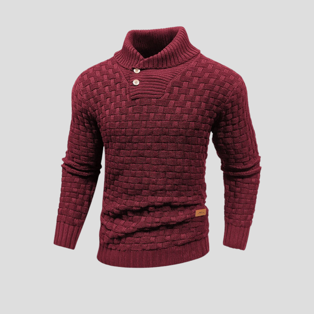 KnitForm Herenpullover – Gebreide pullover met halve kraag en knoopsluiting in klassieke pasvorm