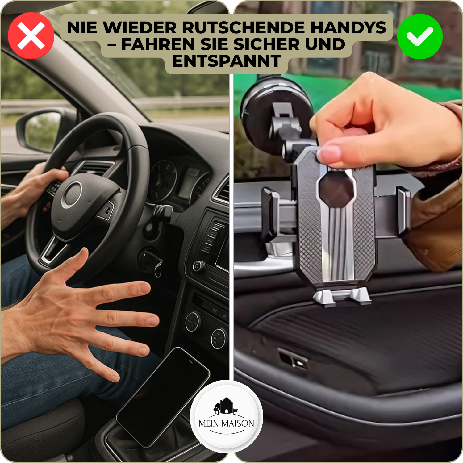 Handyhouder Auto GripTech | Sterke Zuignap Hechting | 360° Rotatie | Eenvoudige bediening met één hand