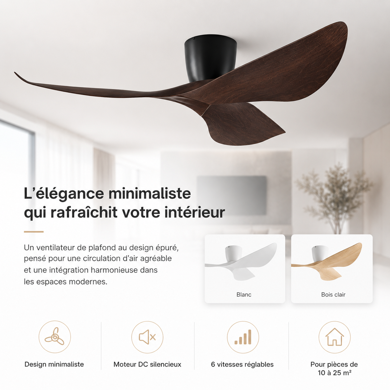 Nelvarn – Minimalistische Plafondventilator met Bladen