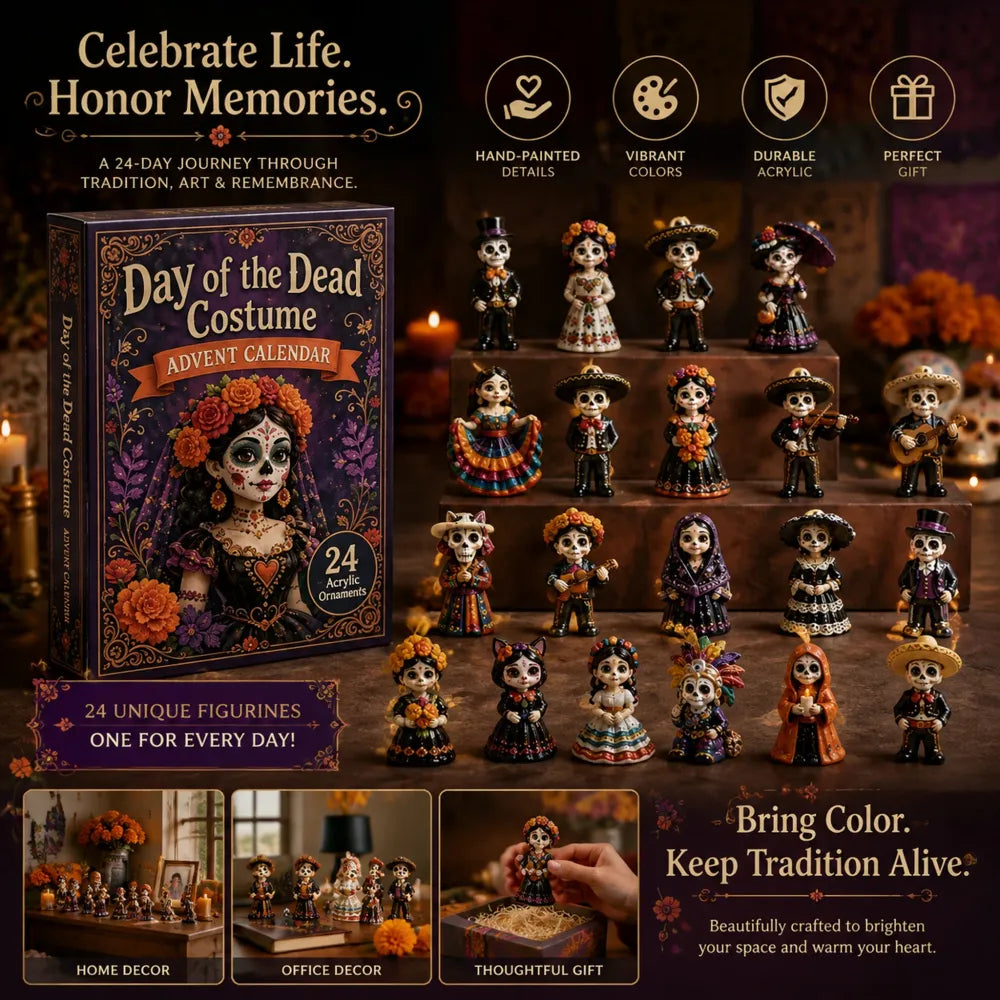 Dag van de Doden Kostuum Adventskalender 2026 - 24-Daagse Feestelijke Aftelling, Acryl Charms Blind Box