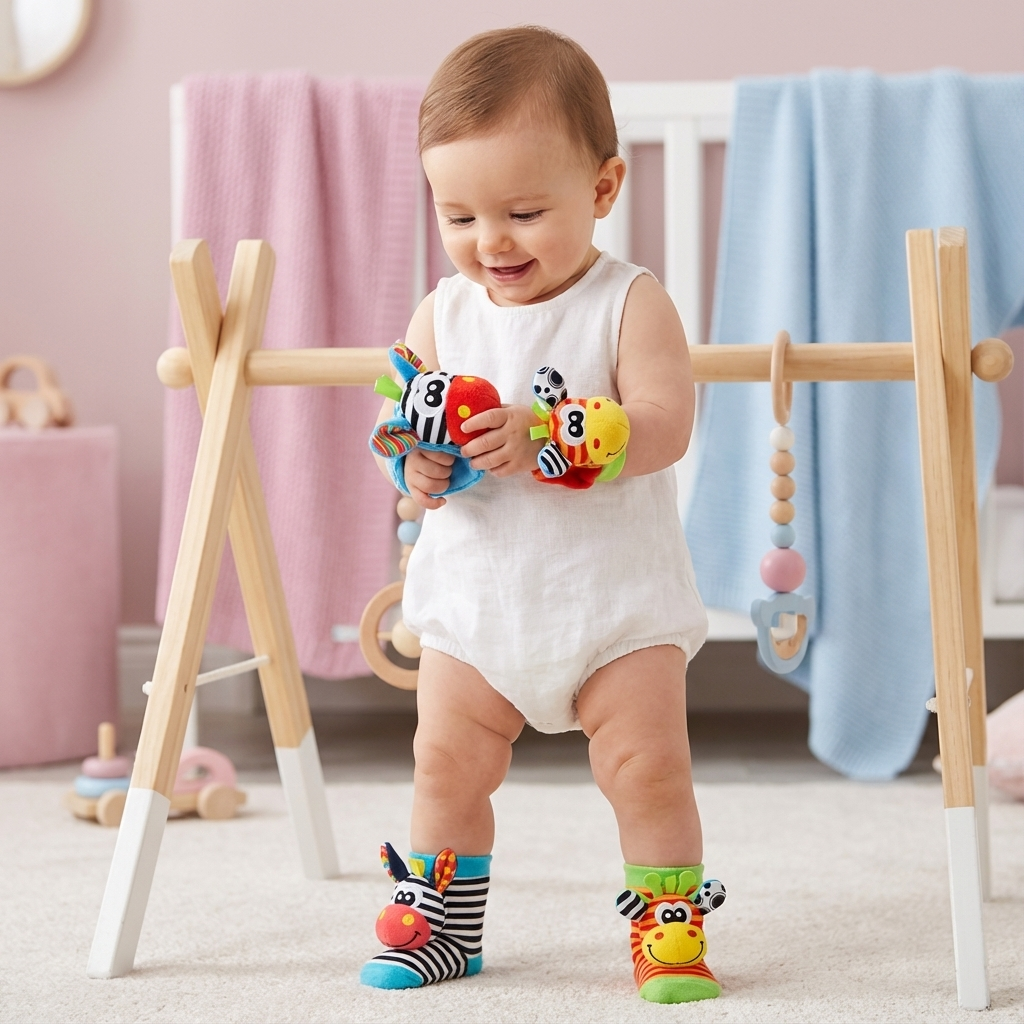 Sensorische Baby Pluche Sokken en Armband