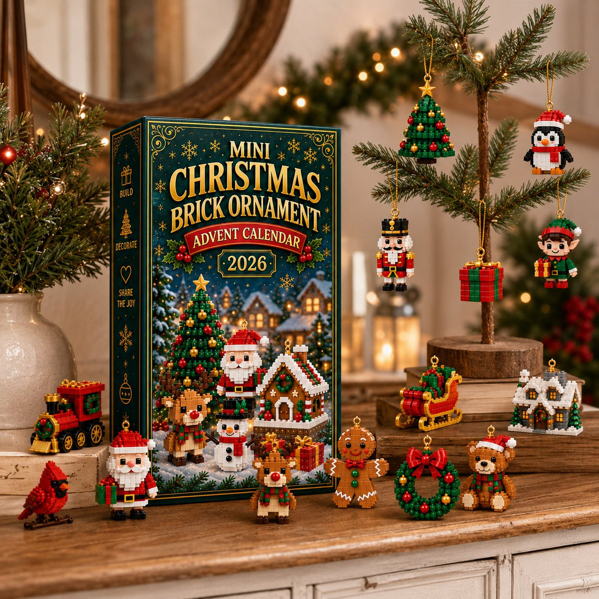 ⏳ Laatste dag om 49% te besparen – 🎄 24-Daagse Mini Kerst Ornament Advent Kalender | 24 unieke feestelijke bouwbare ontwerpen met hanglussen—perfect voor het versieren van kerstbomen, kransen en feestelijke displays 🧱