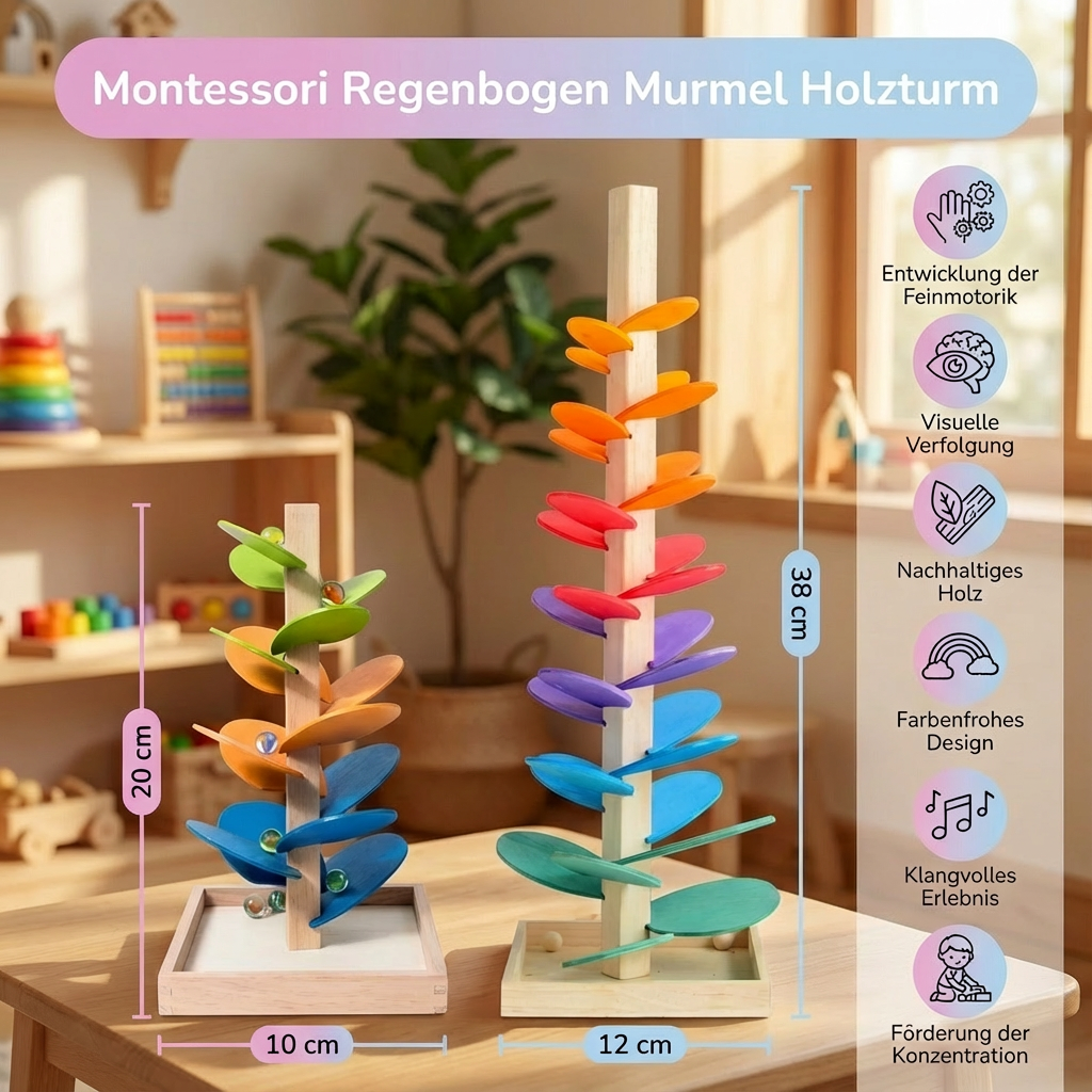 Montessori Regenboog Marmer Houten Toren