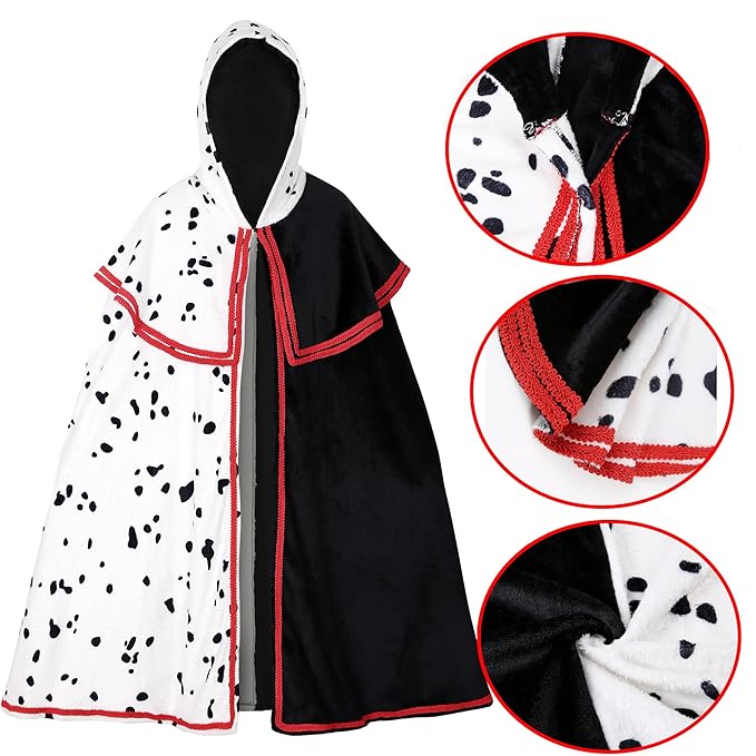 Dames Hooded Dalmatian Halloween Film Kostuum Cape | Gespleten Cloak
