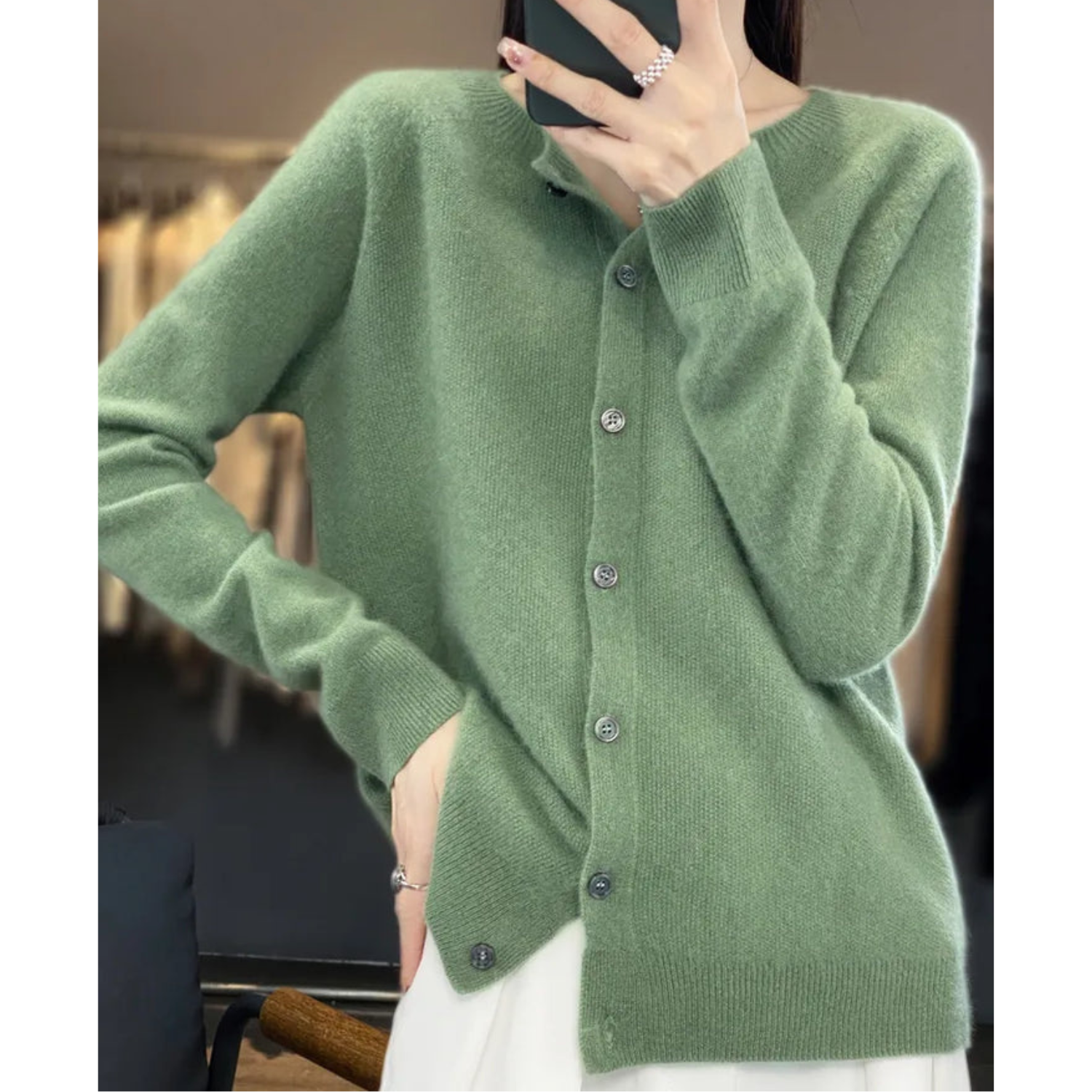 Drune Dames Ronde Hals Cardigan Trui