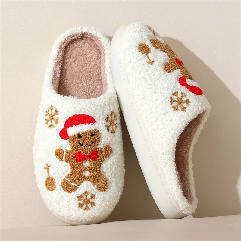 Warme Kerst Huisschoenen met Sneeuwvlokken- en Peperkoekontwerp