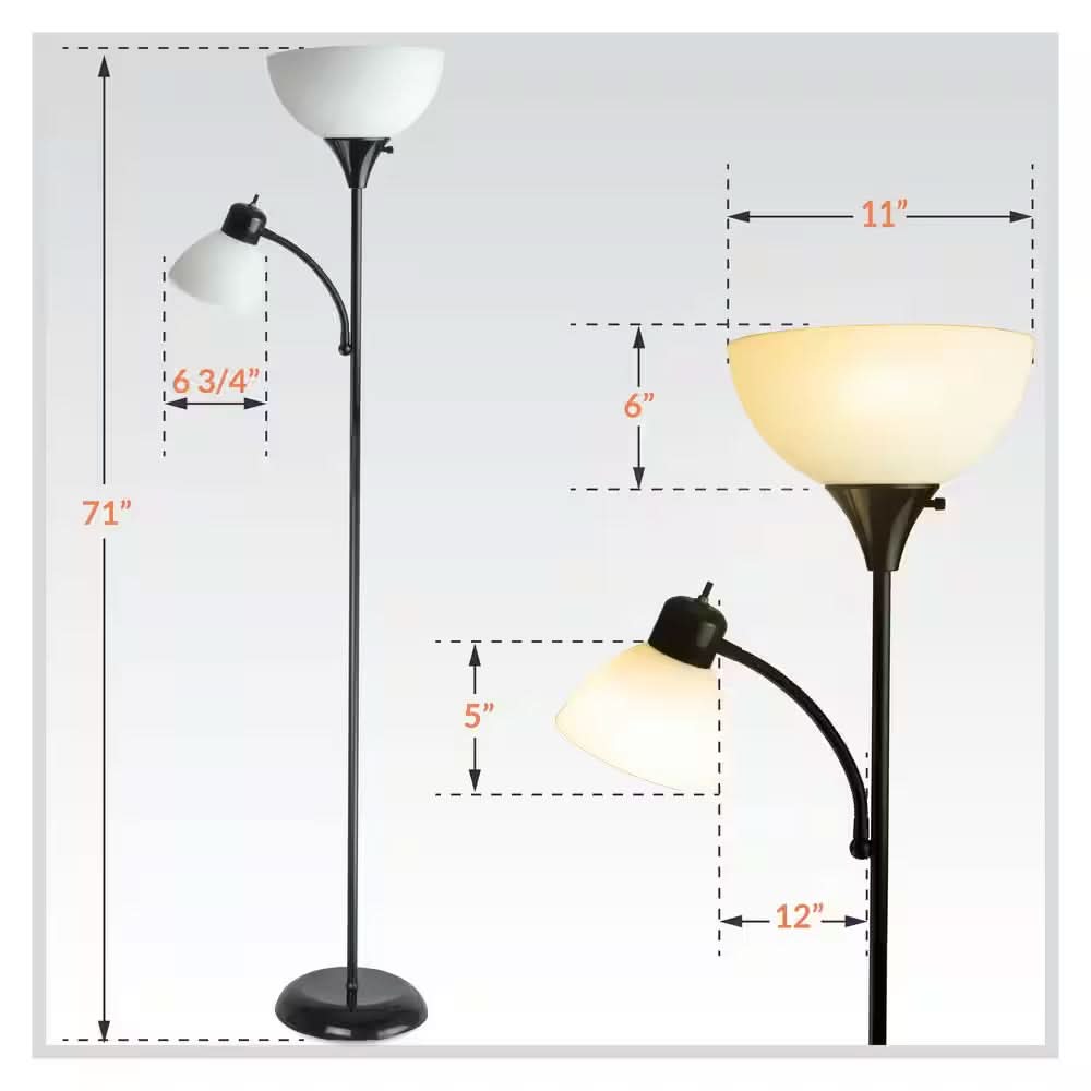 LED Vloerlamp met Twee Lichtbronnen – Staande Lamp met Leeslamp