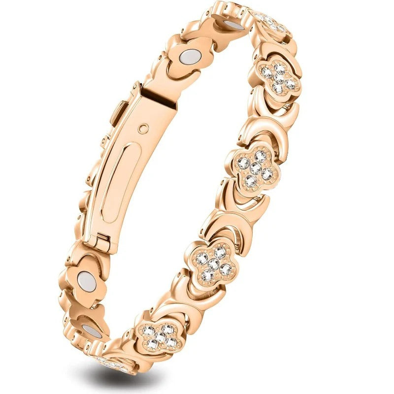 GlamClover Infinity Klaver Koper Magnetische Armband met Versteller