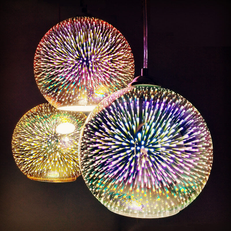 3D Vuurwerk Glas Hanglamp | Creatief Kleurglas Ontwerp
