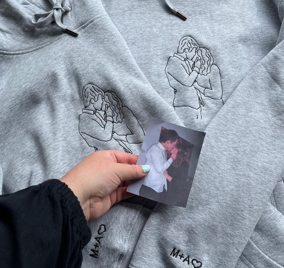 StitchPortrait | Aangepaste Geborduurde Portret Sweatshirt Koppels Familie Hoodie