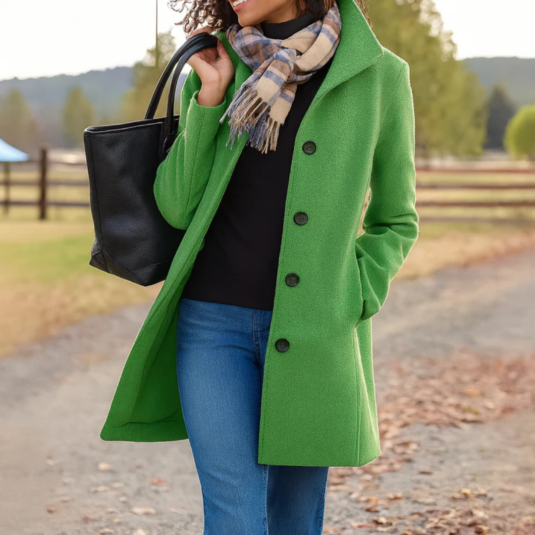 Helga | Dames Klassieke Winterjas met Knopsluiting Voorkant