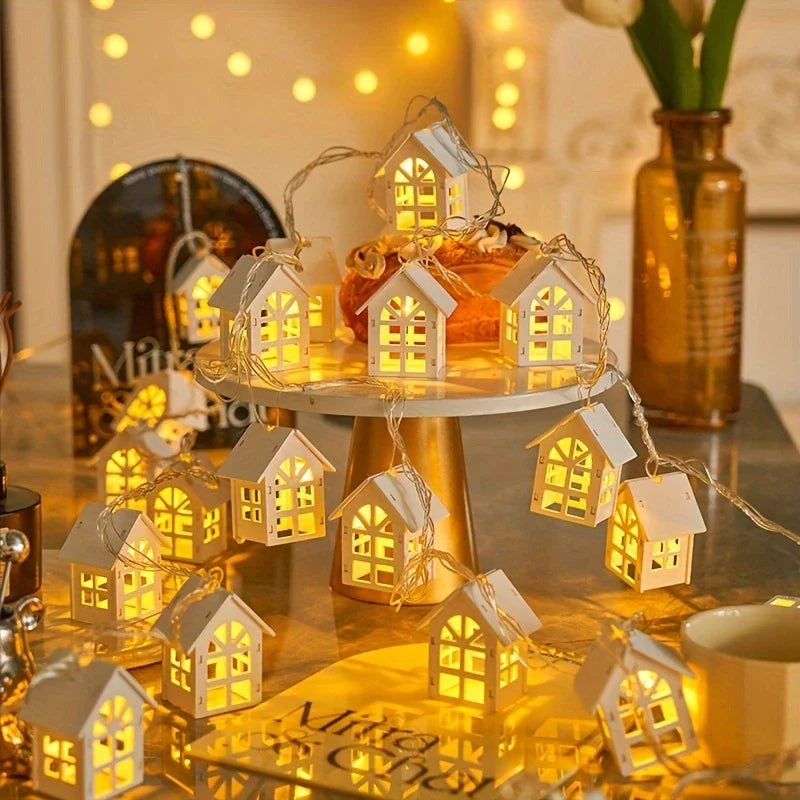 LED Kerstverlichting met Minihuisjes – Decoratieve Lichtslinger voor Binnen