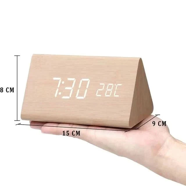 Futura Wecker Houtlook LED Met Drie Alarmen Temperatuurweergave Instelbare Helderheid
