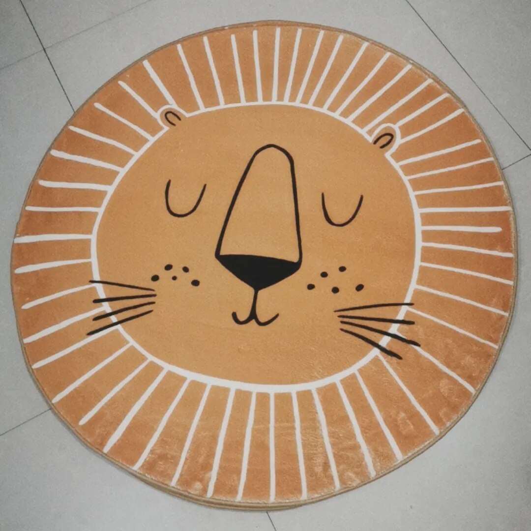Ronde Leeuw Vloerkleed voor Kinderen Zacht Polyester Tapijt 80cm 100cm 120cm
