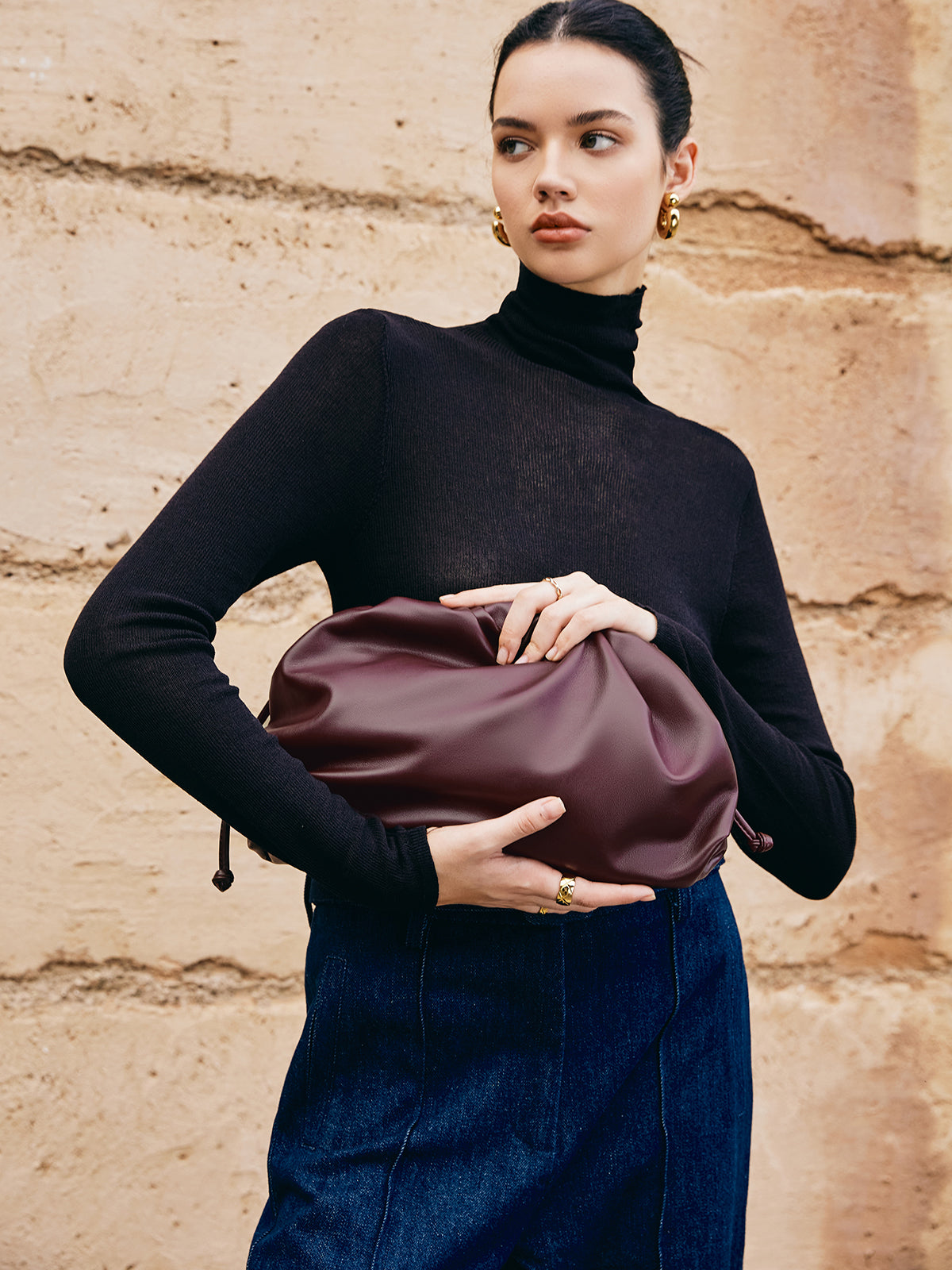 Dames Clutch Tas Zwart Één Maat Polyurethaan