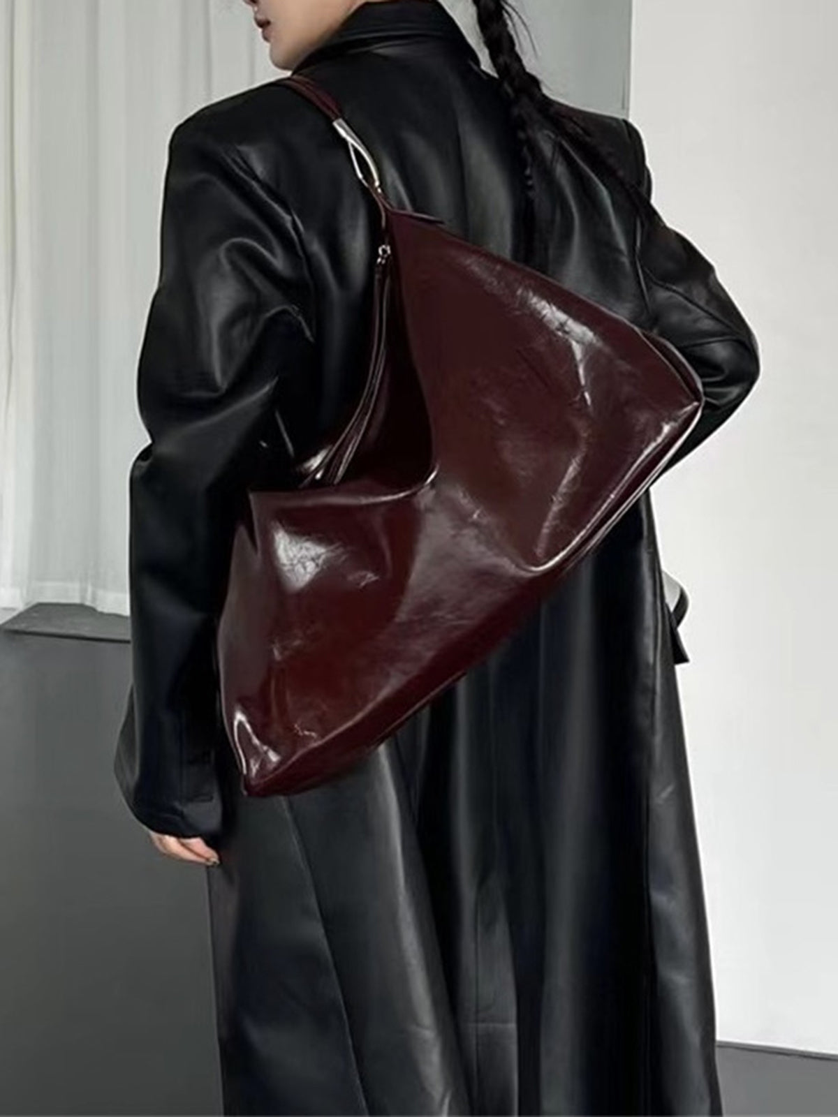 Dames Hobo Tas Zwart Één Maat Polyurethaan