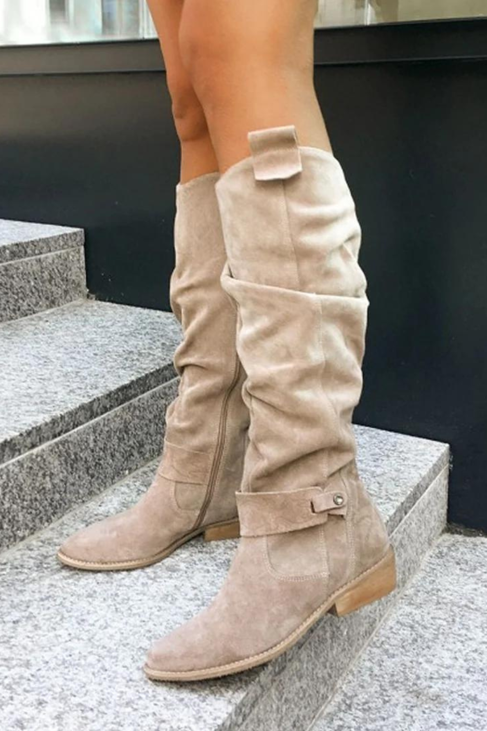 Hoge Dames Suède Laarzen – Elegante Overknee Laarzen met Comfortabele Blokhak
