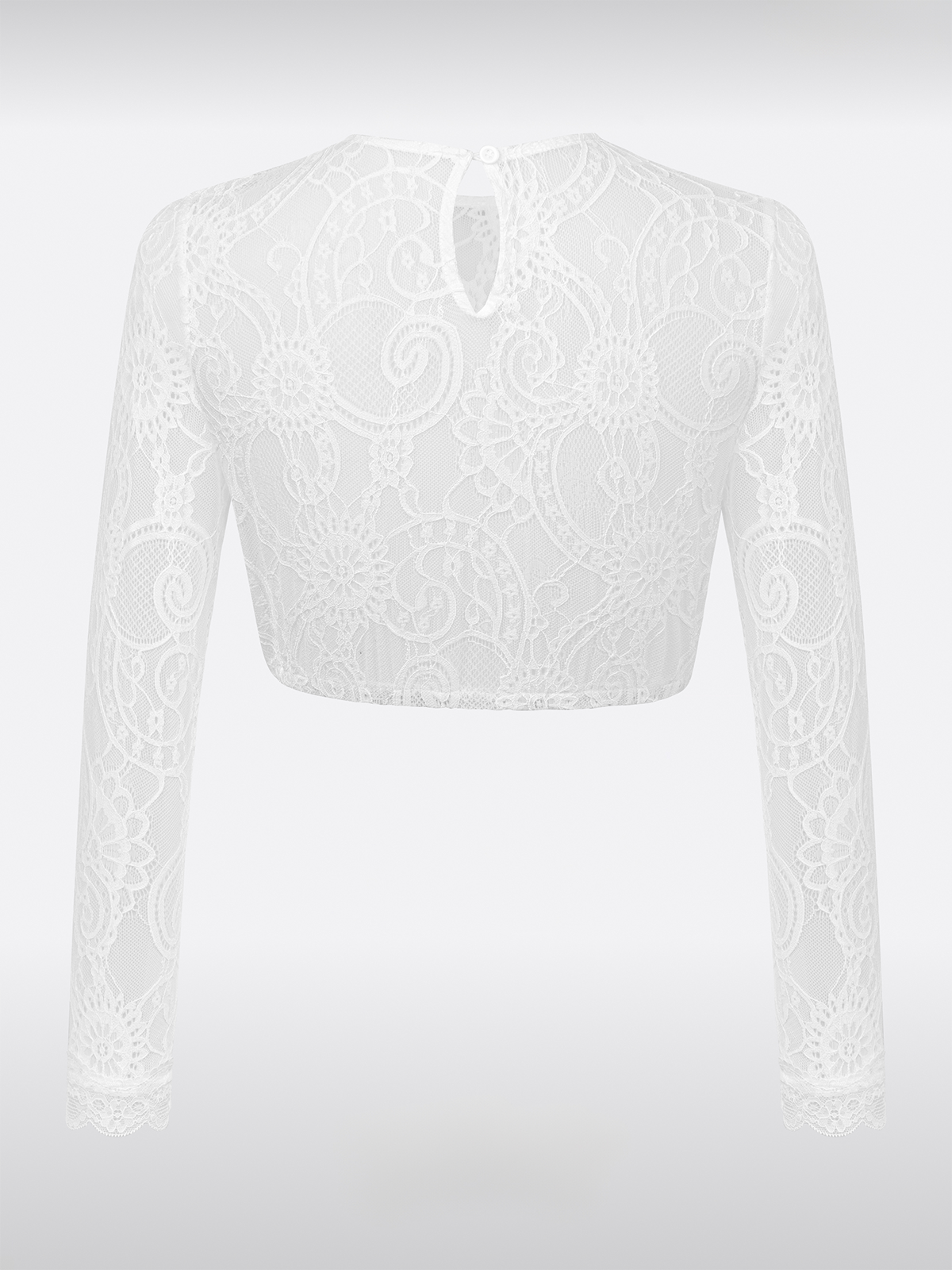 Witte Lange Mouw Ronde Hals Dirndlblouse