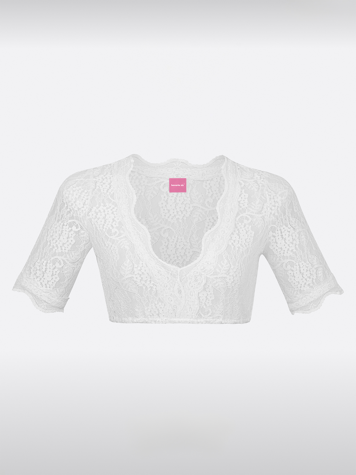 Witte Halve Mouw V-Hals Dirndlblouse