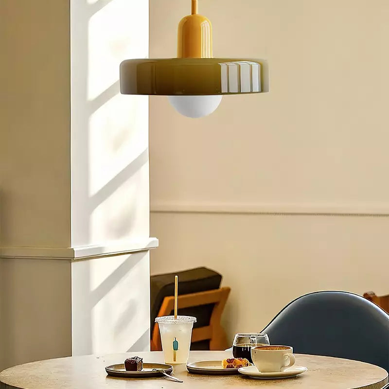 Bauhaus Hanglamp in Gekleurd Glas