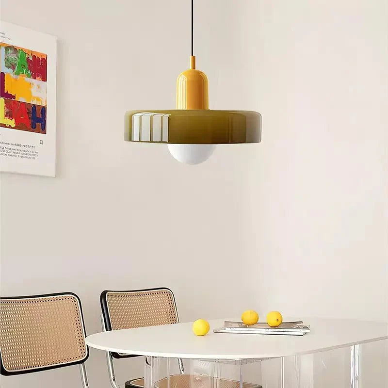 Bauhaus Gekleurde Glazen Hanglamp voor Moderne Interieurs