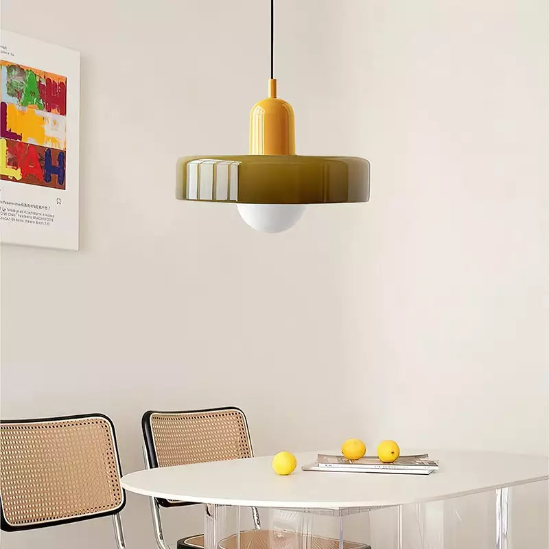 Bauhaus Hanglamp in Gekleurd Glas