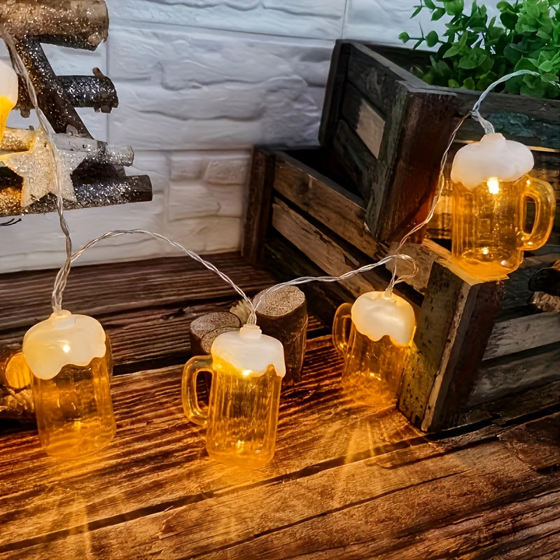 Oktoberfest Bierpul Lichtslinger – 20 Warmwitte LED-lampjes, Batterijgevoed