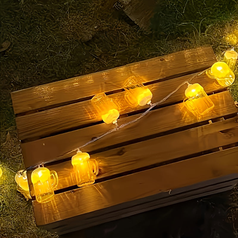Oktoberfest Bierpul Lichtslinger – 20 Warmwitte LED-lampjes, Batterijgevoed