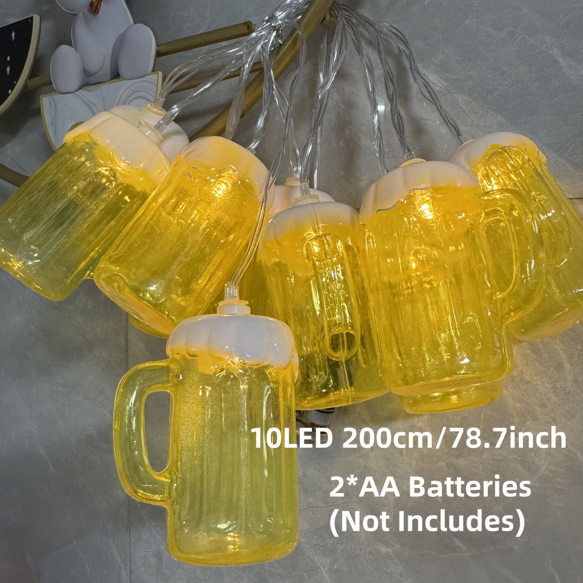 Oktoberfest Bierpul Lichtslinger – 20 Warmwitte LED-lampjes, Batterijgevoed