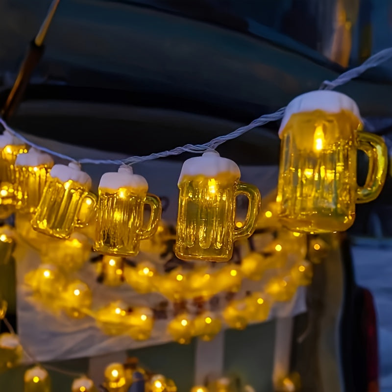 Oktoberfest Bierpul Lichtslinger – 20 Warmwitte LED-lampjes, Batterijgevoed