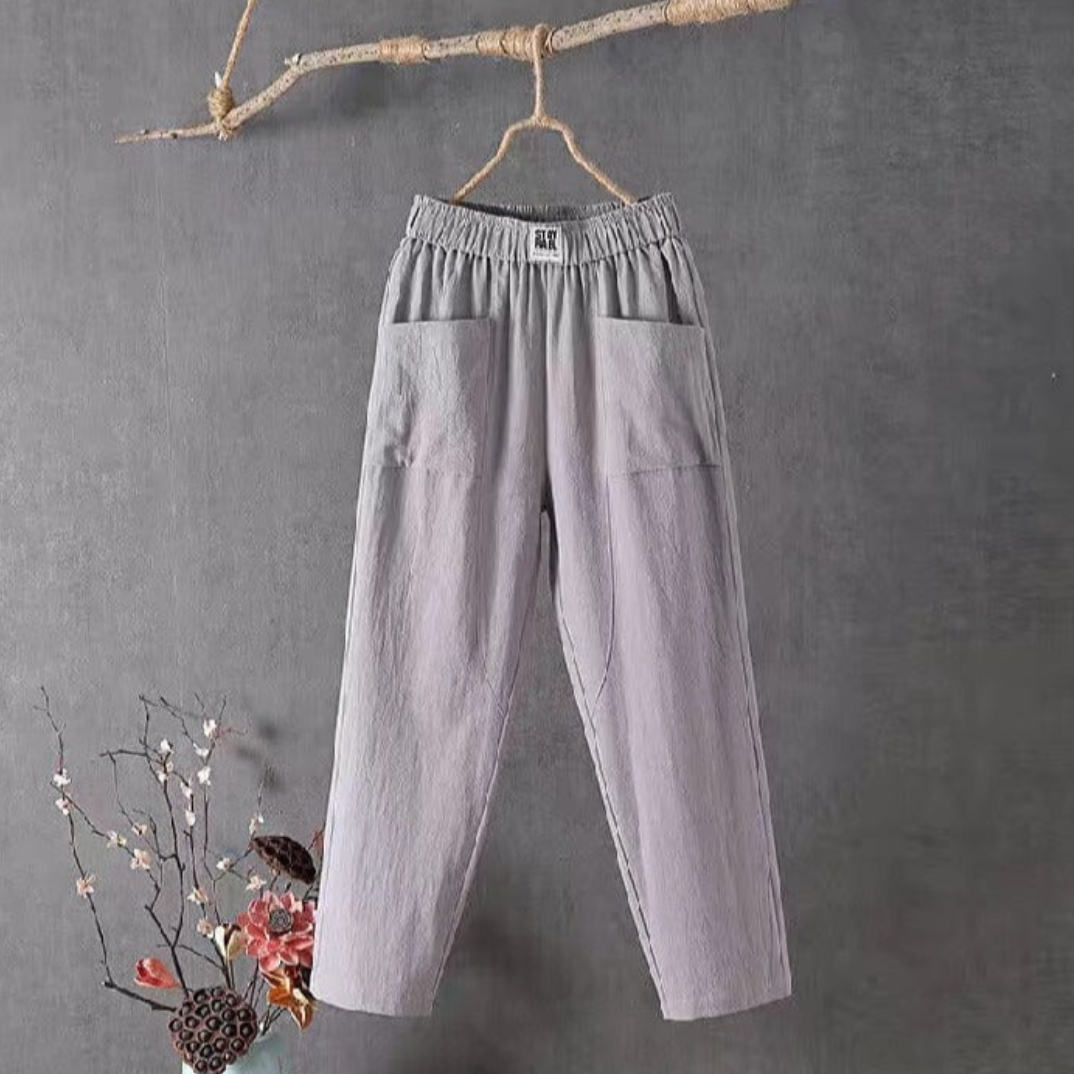 Casual Broek met Elastische Taille en Zakken voor Dames | Ideaal voor Warme Dagen
