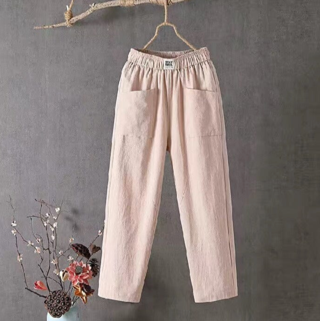 Casual Broek met Elastische Taille en Zakken voor Dames | Ideaal voor Warme Dagen