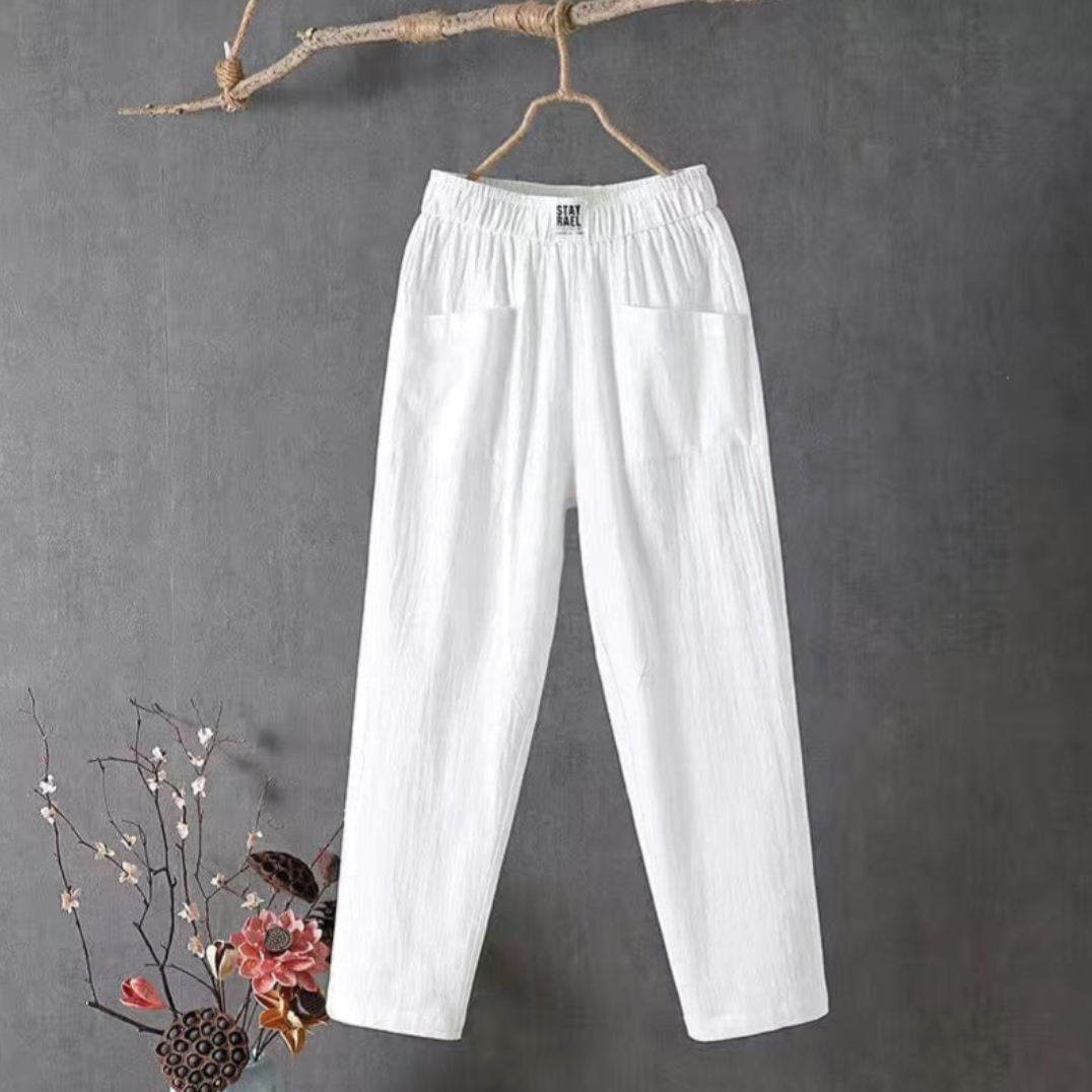 Casual Broek met Elastische Taille en Zakken voor Dames | Ideaal voor Warme Dagen